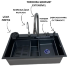 Cuba Gourmet Cascata Completa Preta Com Acessórios 75x46cm Co