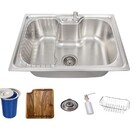 Cuba Gourmet Cozinha 50x40cm Aço Inox 304 Com Tabua/ Lixeira