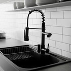 Cuba Gourmet Cozinha Aço Inox 60x42 Preta E Torneira Gourmet