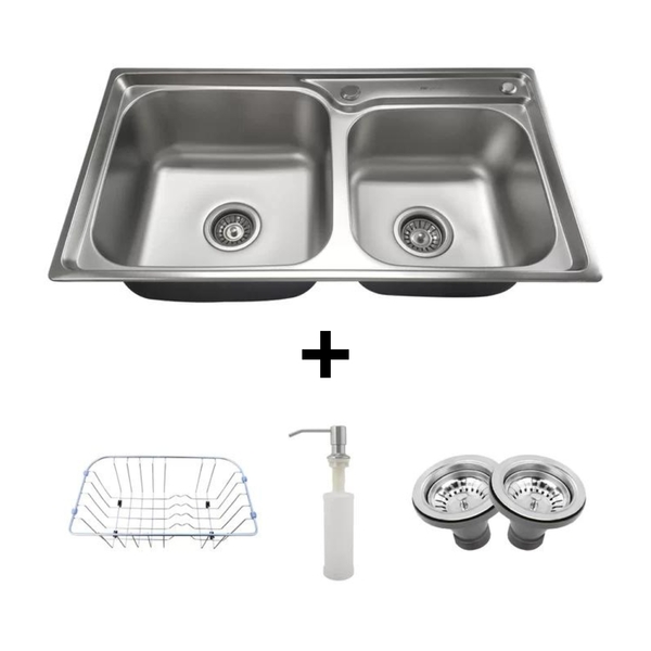 Cuba Gourmet Dupla 78x43 Aço Inox Escovado C/ Acessórios