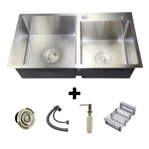 Cuba Gourmet Dupla 78x43 Inox Escovado Quadrada C/ Acessórios