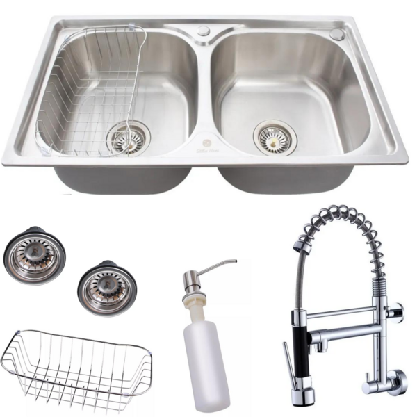 Cuba Gourmet Dupla 78x43cm+ Torneira Gourmet De Parede Pia