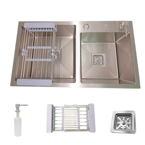 Cuba Gourmet Dupla Quadrada Aço Inox 304 Escovada 78x43cm