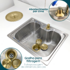 Cuba Gourmet Inox 50x40 Lixeira De Embutir 5 Litros Dourada D