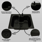 Cuba Gourmet Inox Black 60x42cm Com Torneira Gourmet Preta