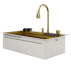 Cuba Gourmet Para Cozinha Miami Dourada Aço Inox 304 Goldenx