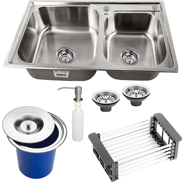 Cuba Gourmet Pia Inox 304 Com Lixeira Embutir 5l Dosador De S