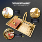 Cuba Gourmet Premium Torneira Cascata Lavador Copos Dourada