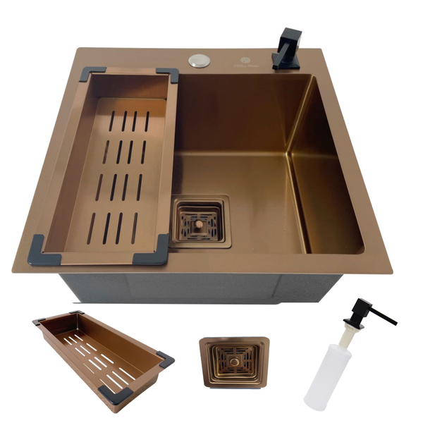 Cuba Gourmet Quadrada Aço Inox 304 Acessórios 44x44cm Rosê