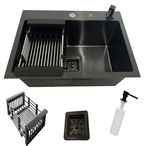 Cuba Gourmet Quadrada Aço Inox 304 Preto Acessórios 60x40