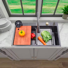 Cuba Gourmet Retangular Com Acessórios e Torneira em Aço Inox