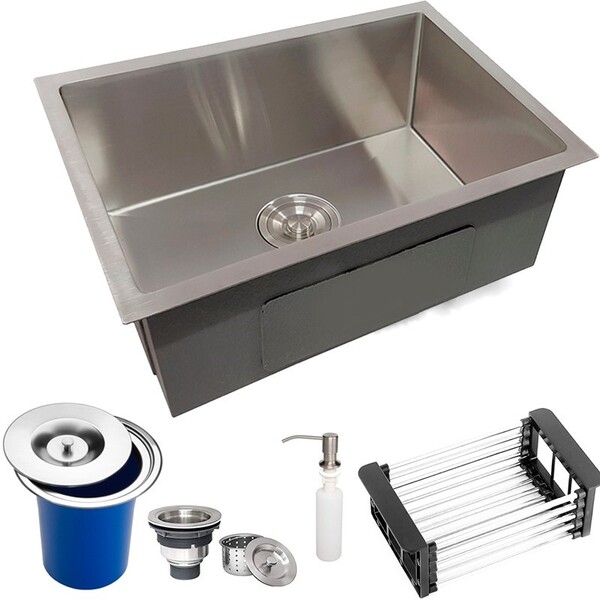 Cuba Inox 304 Quadrada Gourmet Plana Cozinha 50x40 Com Lixeir