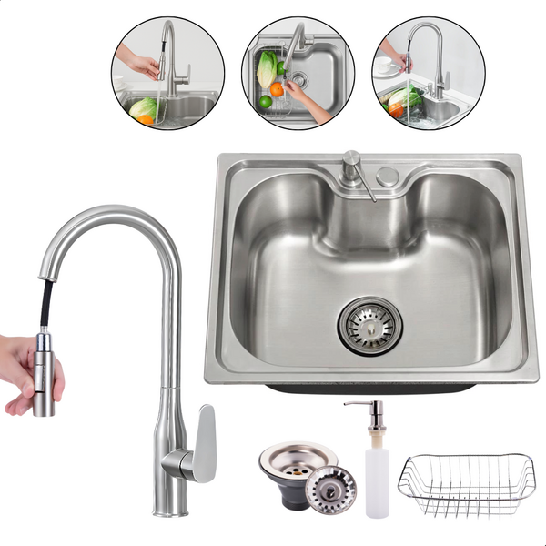 Cuba Inox 50x40 Escovada Cozinha Com Torneira Gourmet Monocom