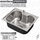 Cuba Inox 50x40 Escovada Cozinha Com Torneira Gourmet Monocom