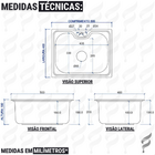 Cuba Inox 50x40 Escovada Cozinha Com Torneira Gourmet Monocom
