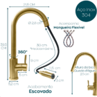 Cuba Inox 50x40 Gourmet Torneira Alta Lixeira 5 Litros Embuti