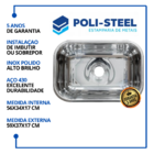 Cuba Inox 56x34x17 - Aço 430 Poli-steel  Inox Polido - Alto B