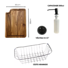 Cuba Inox Black 50x40 Com Torneira Gourmet E Tábua De Corte