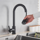 Cuba Inox Black 50x40 Torneira Extensível E Lixeira Embutida