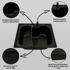 Cuba Inox Black 50x40 Torneira Extensível E Lixeira Embutida