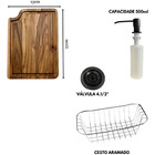 Cuba Inox Black 60x42 + Torneira Slim Preta E Tábua De Corte