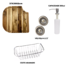 Cuba Inox Dupla Com Torneira Gourmet Aço Escovado E Tábua