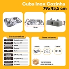 Cuba Inox Dupla Polida Embutir 79x45,5 Cm Guimmis.casa