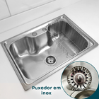 Cuba Inox Escovado 60x42 Para Pia Cozinha Gourmet Com Cesto E
