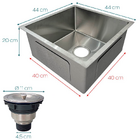 Cuba Inox Gourmet 40x40 Cm Quadrada Embutir Sobrepor Bancada