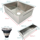 Cuba Inox Gourmet 50x40 Quadrada Embutir Com Cesto Escorredor