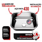 Cuba Inox Pia Cozinha 430 40x34x17 + Válvula + Sifão– As