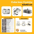 Cuba Inox Pia Gourmet Embutir Escovado 63x43 Cm Guimmis.casa