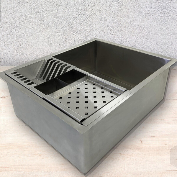 Cuba Inox Quadrada 500 X 400 Com Cesto Escorredor E Válvula N