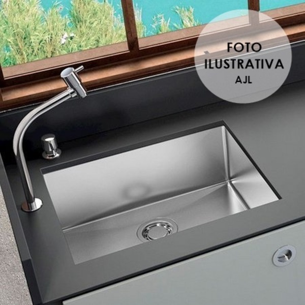 Cuba Inox Quadrada Pia Gourmet Com Válvula 60x40 Cm Em Inox 3