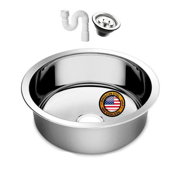 Cuba Inox Redonda  American Alto Brilho Sobrepor 40 Cm Com Vá