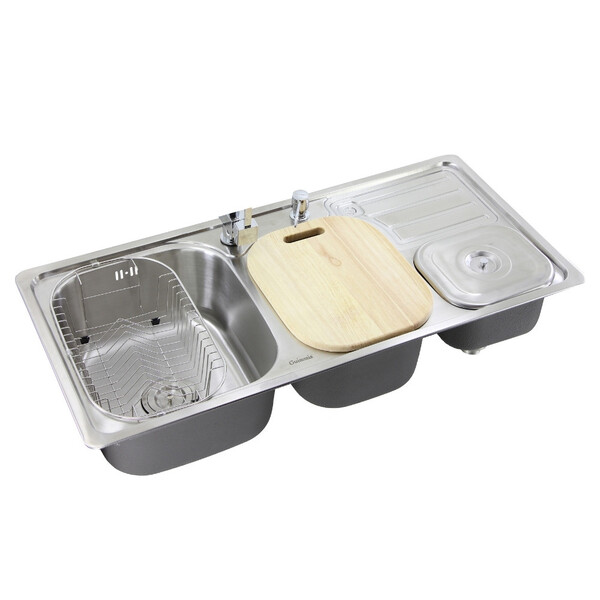 Cuba Inox Tripla Gourmet C/ Acessórios 100x48cm Guimmis.casa