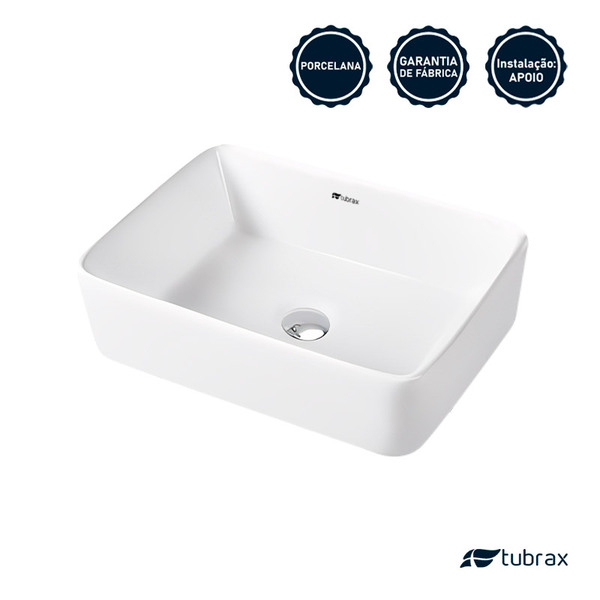 Cuba Lavabo Banheiro Cerâmica Louça Retangular 48x37 Branca Apoio