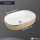 Cuba Oval Banheiro Lavabo Cerâmica Sobrepor Dourada Tubrax