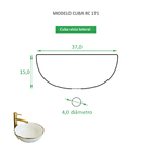 Cuba para Banheiro Cerâmica Branca e Dourada Redonda 36cm Ren