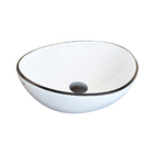 Cuba para Banheiro Cerâmica Branca e Preta Oval 41cm Reno RC