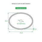 Cuba para Banheiro Cerâmica Branca e Preta Oval 41cm Reno RC