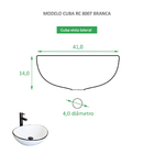 Cuba para Banheiro Cerâmica Branca e Preta Oval 41cm Reno RC
