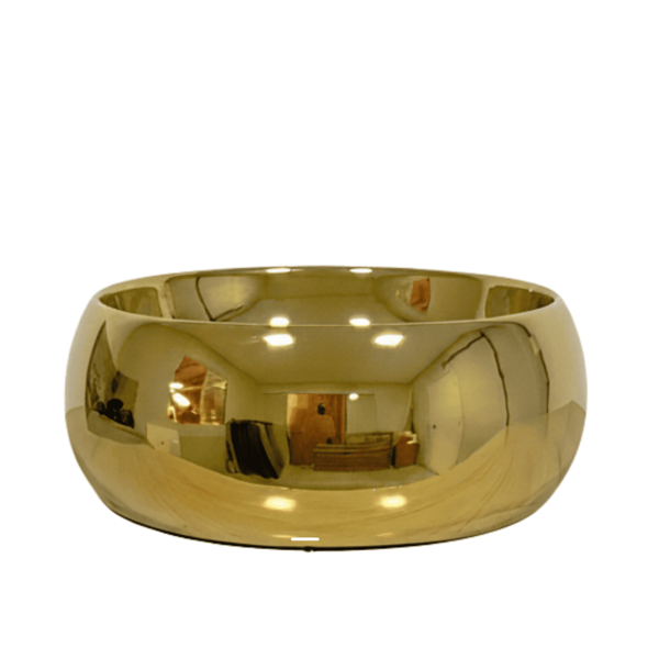Cuba para Banheiro Cerâmica Dourada Redonda 41cm Reno RC 7001