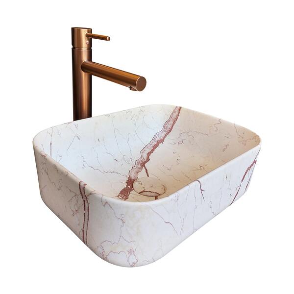 Cuba para Banheiro Cerâmica Marmorizada Rose Gold Retangular