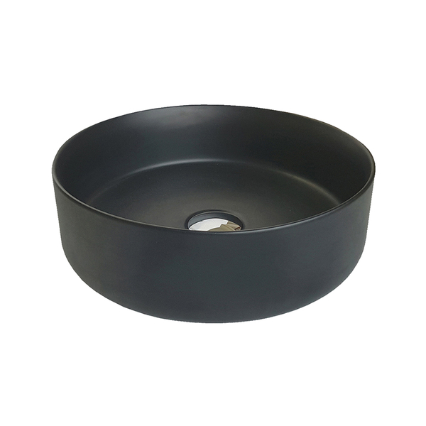 Cuba para Banheiro Cerâmica Preta Fosca Redonda 36cm Reno RC