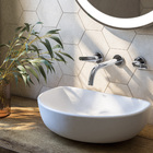 Cuba para Banheiro de Apoio Louça Oval Branca 45x30cm com Mesa Optica Roca