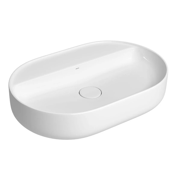 Cuba para Banheiro de Apoio Louça Oval Branca 60x40cm com Mesa Slim Deca