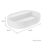 Cuba para Banheiro de Apoio Louça Oval Branca 60x40cm com Mesa Slim Deca