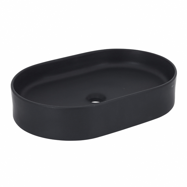 Cuba para Banheiro de Apoio Louça Oval Preta Fosca 58x39cm Barcelona Sensea