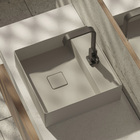 Cuba para Banheiro de Apoio Louça Quadrada Beige 40x40cm com Mesa Terra Roca